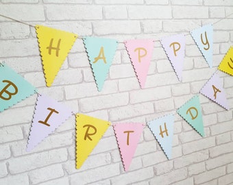 Happy Birthday Banner~Birthday Bunting~Birthday Party Decorations~Party Decor~Birthday Garland~Reusable Bunting~Eco Friendly Banner