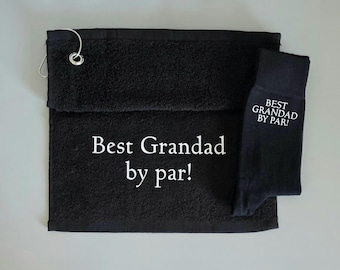 Best Grandad by Par Towel and Sock Set~Sports Towel~Personalised Towel~Gift for Grandad~Father's Day Gift~Gifts Under 20~Golfing Gift