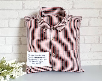 Memory Pillow~Keepsake Clothing Cushion~Personalised Keepsake~Men's Shirt Cushion~Ladies Dress Cushion~Memorial Gift~Mourning~Grief