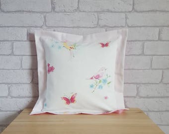 Watercolour Bird Cushion~Watercolor Print Oxford Style Pillow~Pastel Bird Cushion for the Home~Throw Pillow~Wildlife Decor~Birdwatchers Gift