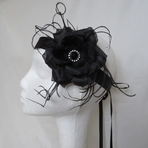 Black Rose Flapper Band - Gothic Art Deco Charleston Headband Fascinator - Wedding Party New Years Eve - Ready Made