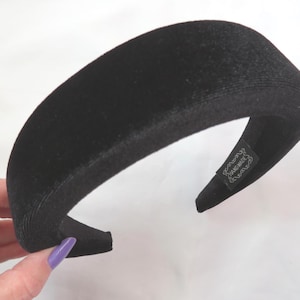 Black Velvet Halo Headband Simple and Elegant Velvet Padded Hair Band - Wedding Funeral Goth Gothic