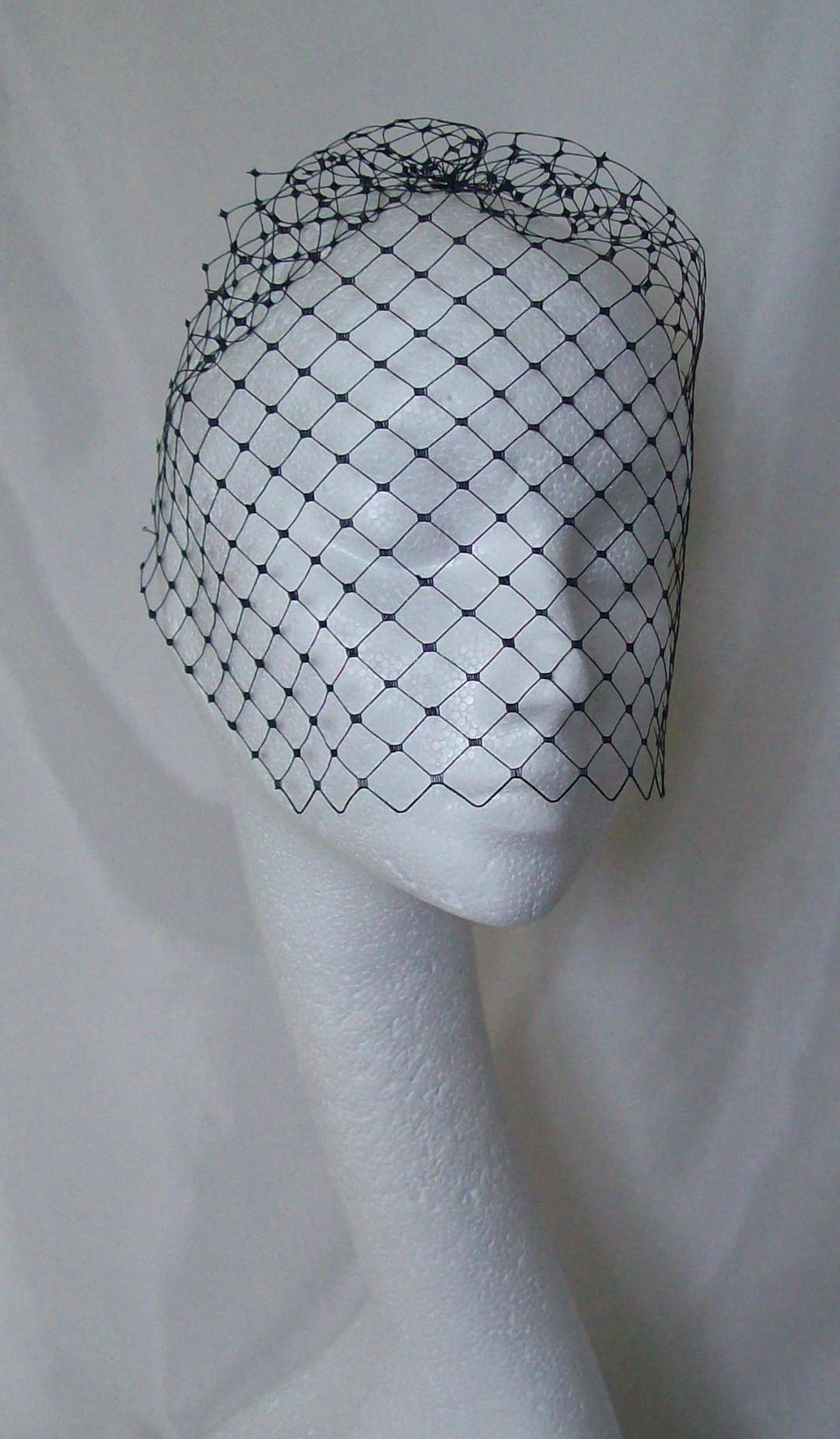 Navy Short Veil Midnight Blue Classic and Merry Widow Blusher Birdcage