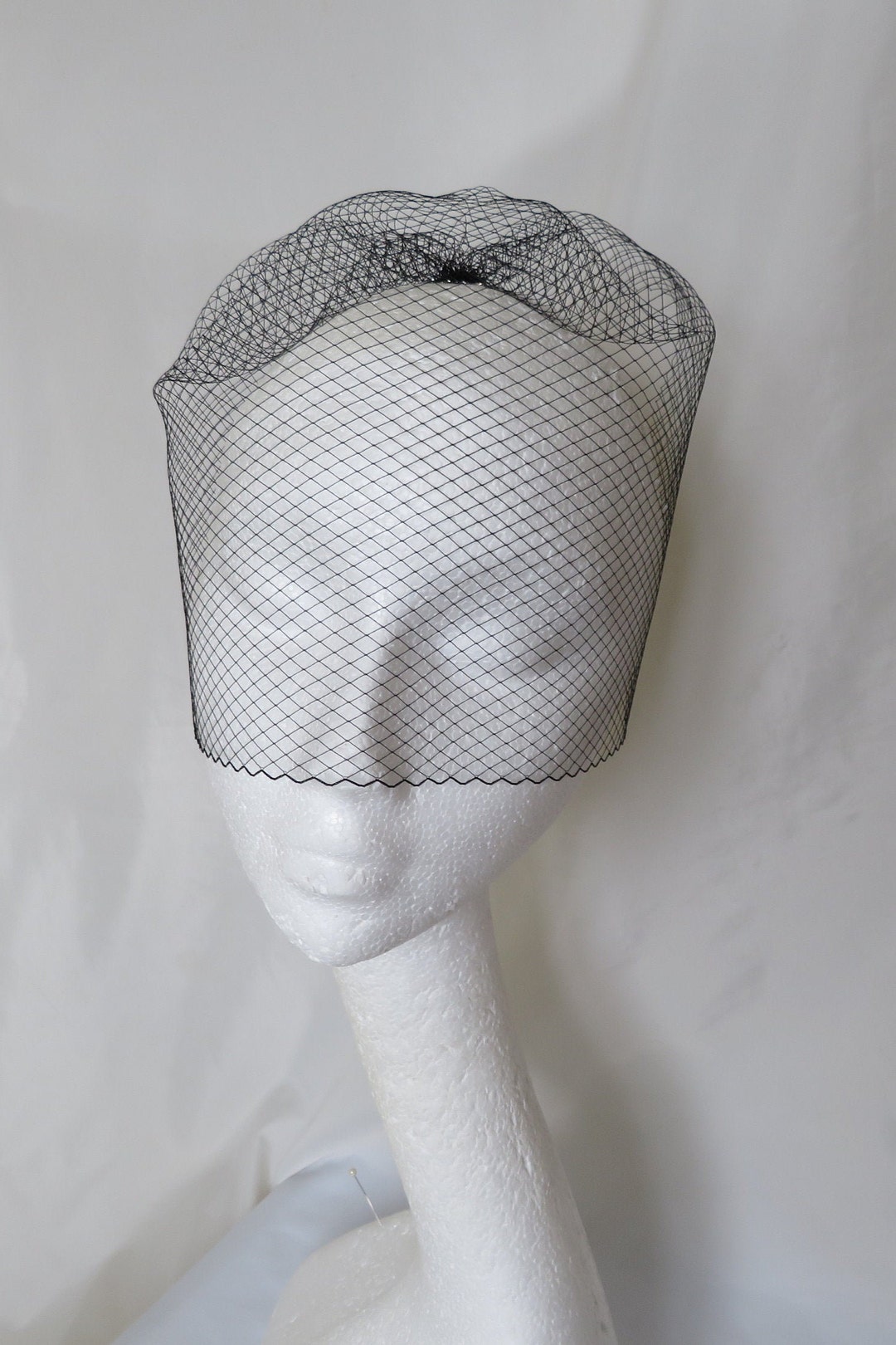 Black Short Fine Veil Rare Vintage Blusher Birdcage Veil With