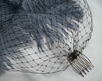 Black Classic Birdcage Veil - Soft Blusher Bandeau - Goth Gothic Bride Wedding Veils Funeral Dark Halloween- Made to Order