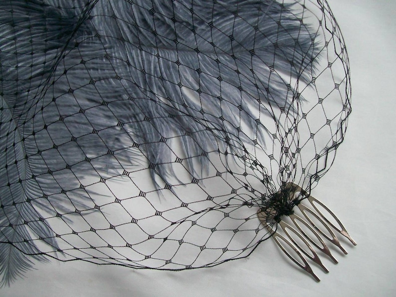 Black Classic Birdcage Veil - Soft Blusher Bandeau - Goth Gothic Bride Wedding Veils Funeral Dark Halloween- Made to Order bild 1