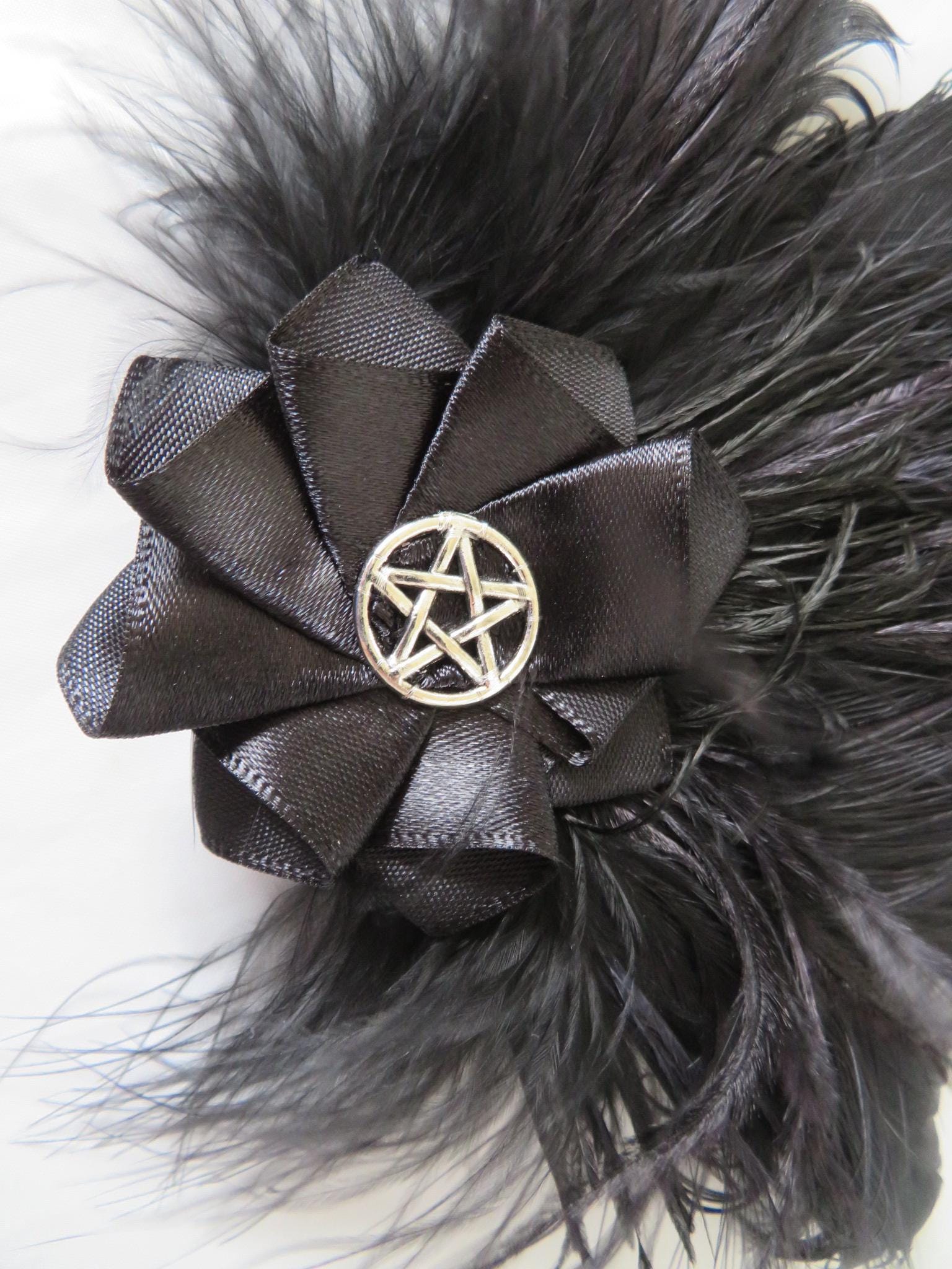 12x10in Feather Fascinator Clip with Netting Victorian Gothic Hair Accessory Goth Fascinator - Etsy main image 3