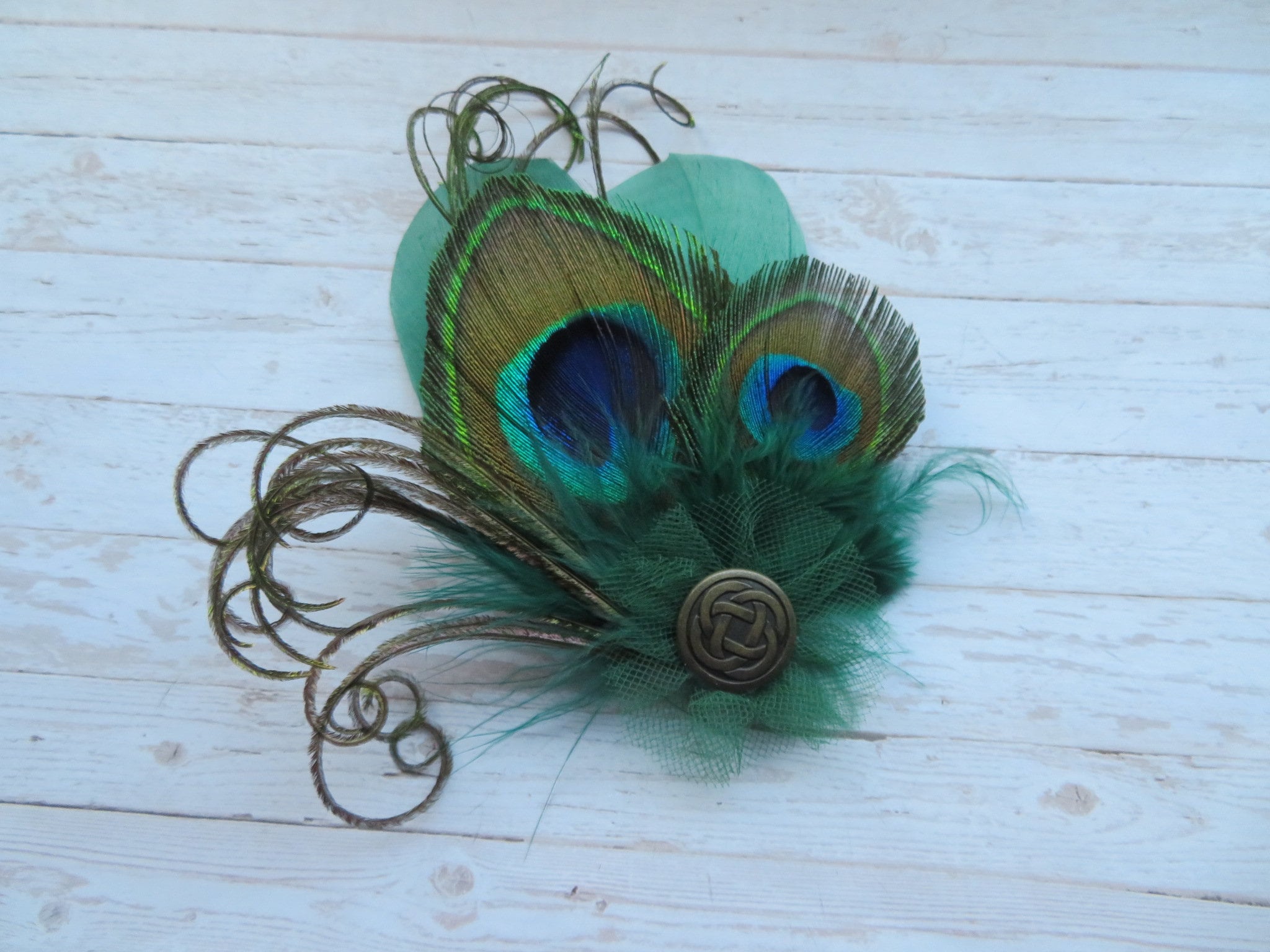 Dark forest & olive green  Feather Fascinator Hair Clip. Handmade in USA Forest Fascinator - Etsy UK main image 2