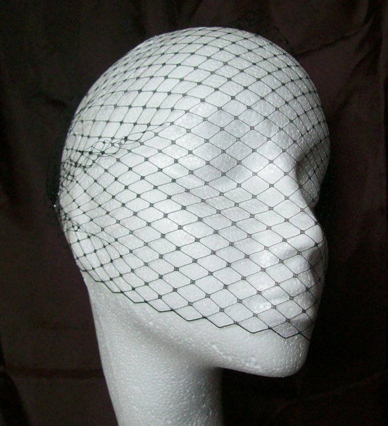 Black Classic Birdcage Veil - Soft Blusher Bandeau - Goth Gothic Bride Wedding Veils Funeral Dark Halloween- Made to Order bild 2
