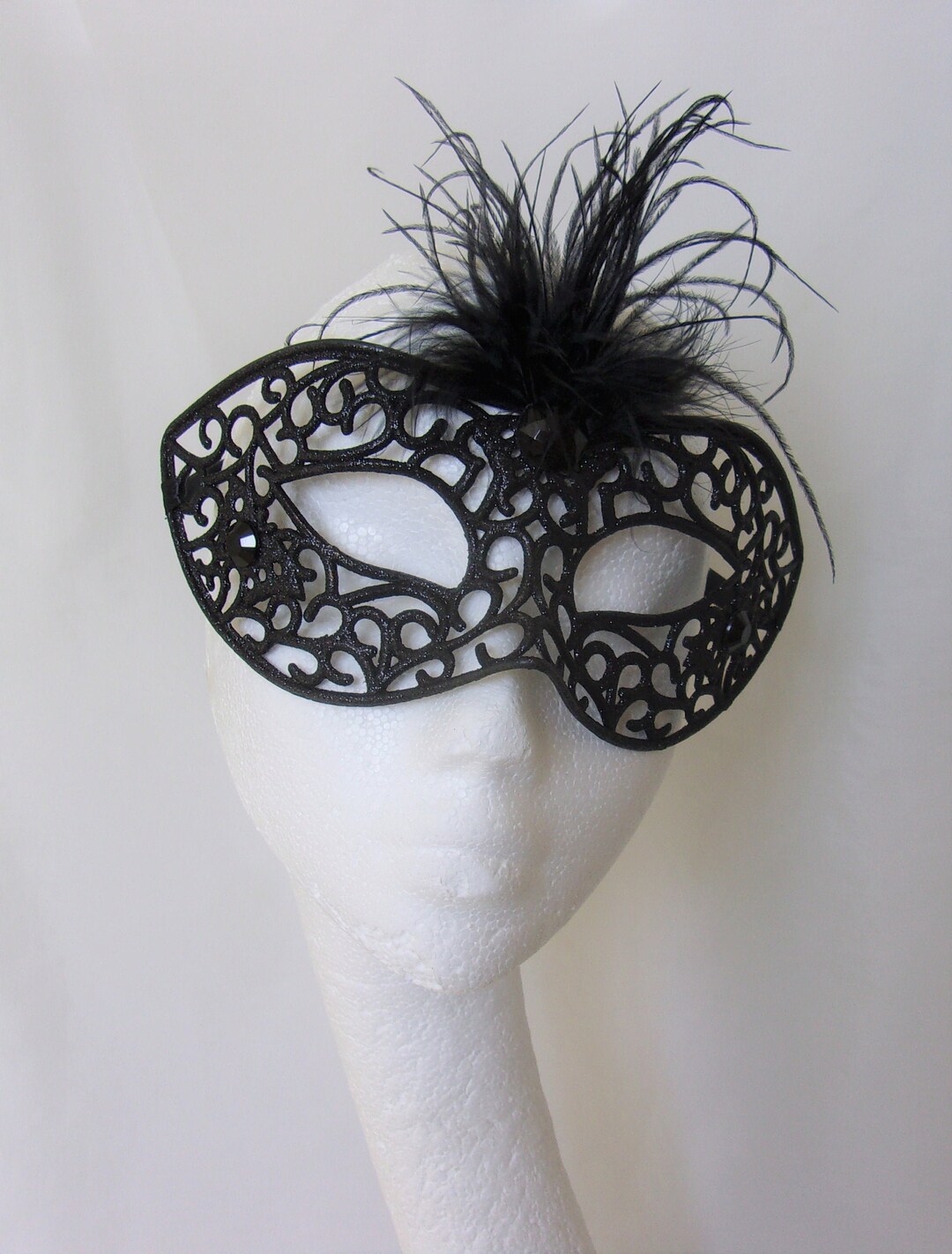 Black Glitter Mask Bespoke Gothic Halloween Masquerade Bride Etsy