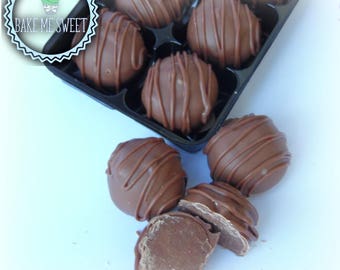Milk Chocolate Truffles  - Tray of 6 - Handmade Milk Belgian Chocolates Collection - Gift Present Home Made Artisan Confectionary