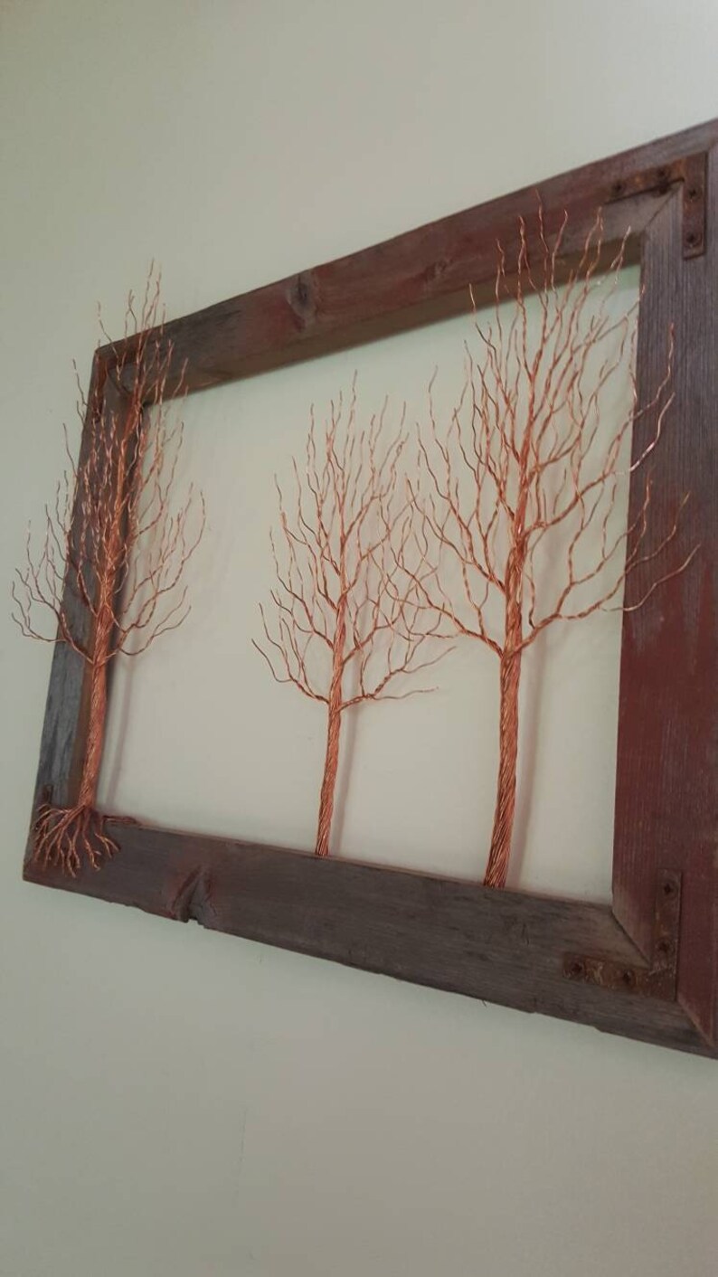 Copper wire birch trees. Wire art. Metal Art. Wall decor. Etsy