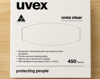 Lens cleaning wipes 1x box 450 uvex tissues for use with cleaning fluid