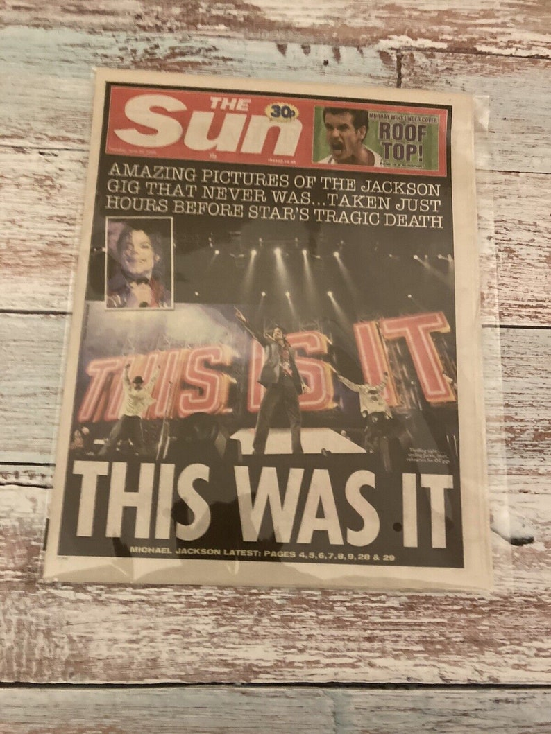 Michael Jackson The Sun Newspaper Tribute This Is It , This Was It UK June 30 2009 image 1