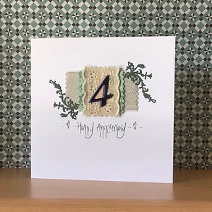 Romantic 4th Anniversary Card - Linen For 4 Years Together