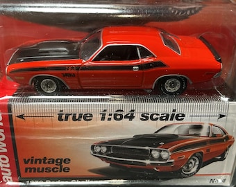 Auto World Vintage Muscle 1970 Orange Dodge Challenger T/A 1/64 Diecast