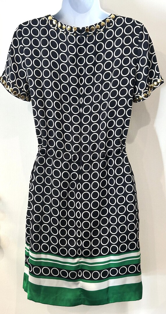 navy and kelly green dress Strapless Green Midi Wedding Guest Dress with Print– PromGirl main image 1