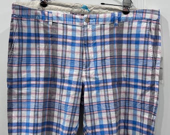 Tommy Bahama Coastal Pier Plaid Short Size 42 Linen, Cotton Spandex, New with Tags