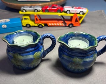 Yankee Candle Company Paire de photophores et urnes en céramique bleue et verte