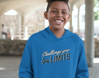 Boys Gymnastics Hoodie, Challenge Your Limits, Gift Boy Gymnast, Youth Heavy Blend Hooded Sweatshirt