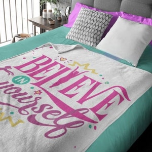 体操用スローブランケット、自分を信じる、体操ギフト、スローブランケット、体操ルーム装飾、体操旅行ギフト。