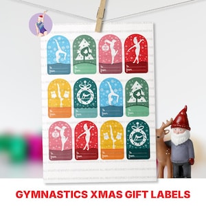 Gymnastics Xmas Tags, Gymnastics Xmas Labels, Gymnastics Gift, Gymnastics Tags, Gymnastics Sticker Labels, Gymnastics Christmas, GYmnastics
