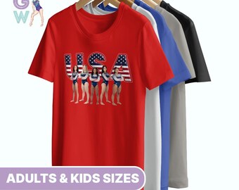 Gymnastik damlag, Simone Biles, Suni Lee, Gymnastik, Gymnastik-T-shirt för vuxna/barn, Gymnastik, Gymnastik USA.