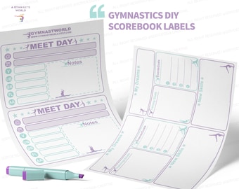 Gymnastics Scorebook Labels Set, Gymnastics Scorebook, Gymnastics Stickers, Gymnastics Gift, Meet Score Stickers, All Around gymnast sticker