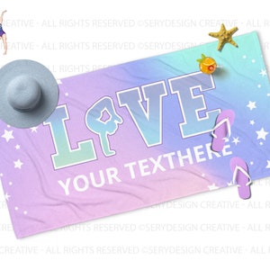 Love Gymnastics Towel, Love Custom Beach Towel, Beach Towel, Custom Text Towel, Love Yoga, Love Dance, Gymnastics, Gymnastics Gift, Beach