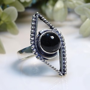 Black Onyx Gemstone 925 Sterling Silver Ring Handmade Jewelry Size-  11.50 | 789