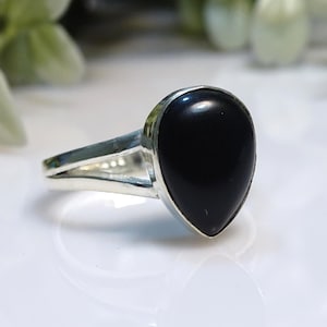 Black Onyx Gemstone 925 Sterling Silver Ring Handmade Jewelry Size-  10 | 718