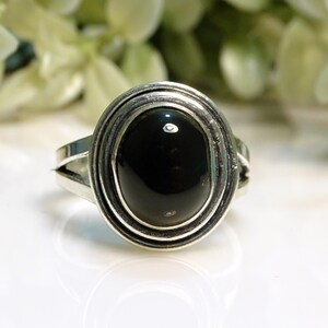 Black Onyx Gemstone 925 Sterling Silver Ring Handmade Jewelry Size- 9.75 | 750