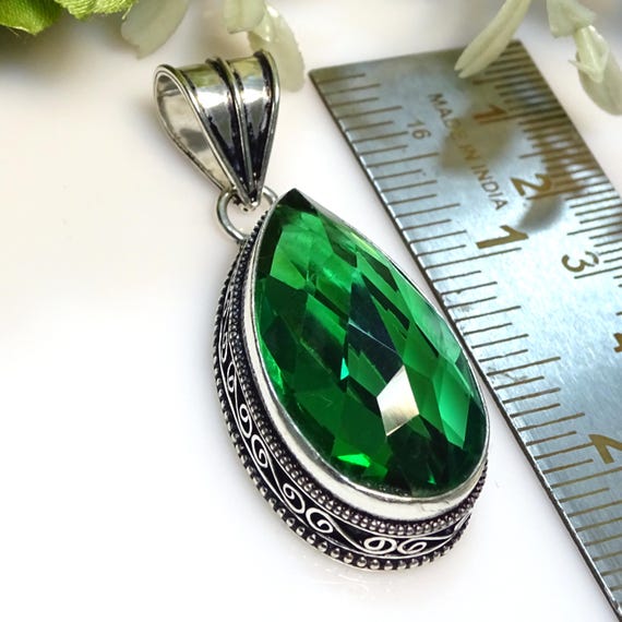 Pendentif vintage en argent sterling 925 avec pierres précieuses