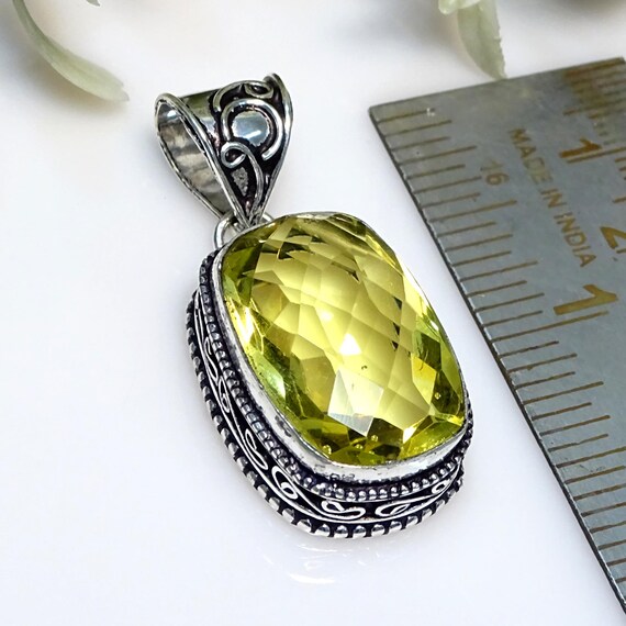 Lemon Quartz Gemstone 925 Sterling Silver Vintage Style