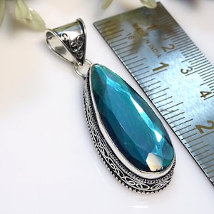 Mystic Topas Edelstein 925 Sterling Silber Vintage Anhänger handgemachter Schmuck | 1133