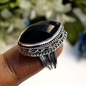 Black Onyx Spinel Gemstone 925 Sterling Silver Handmade Jewelry Ring Size- 6 | 2478