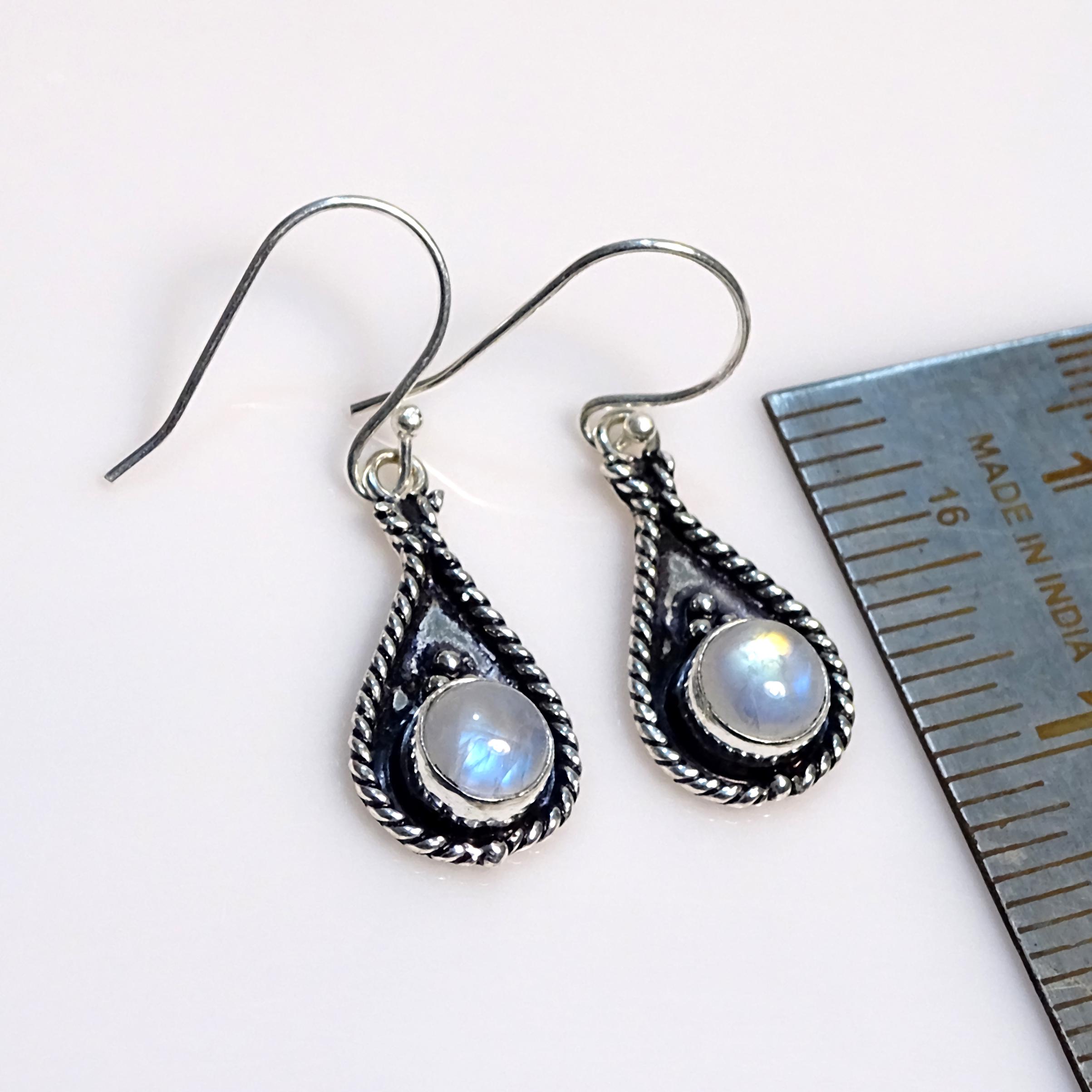 Orecchino Fatto A Mano In Argento Sterling 925 Pietra Di Luna - Foto 3