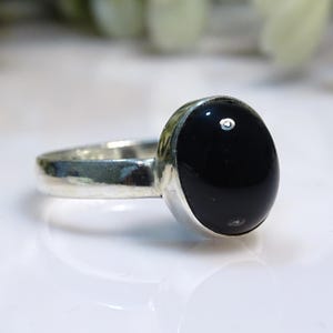 Black Onyx Gemstone 925 Sterling Silver Ring Handmade Jewelry Size- 8.50 | 764