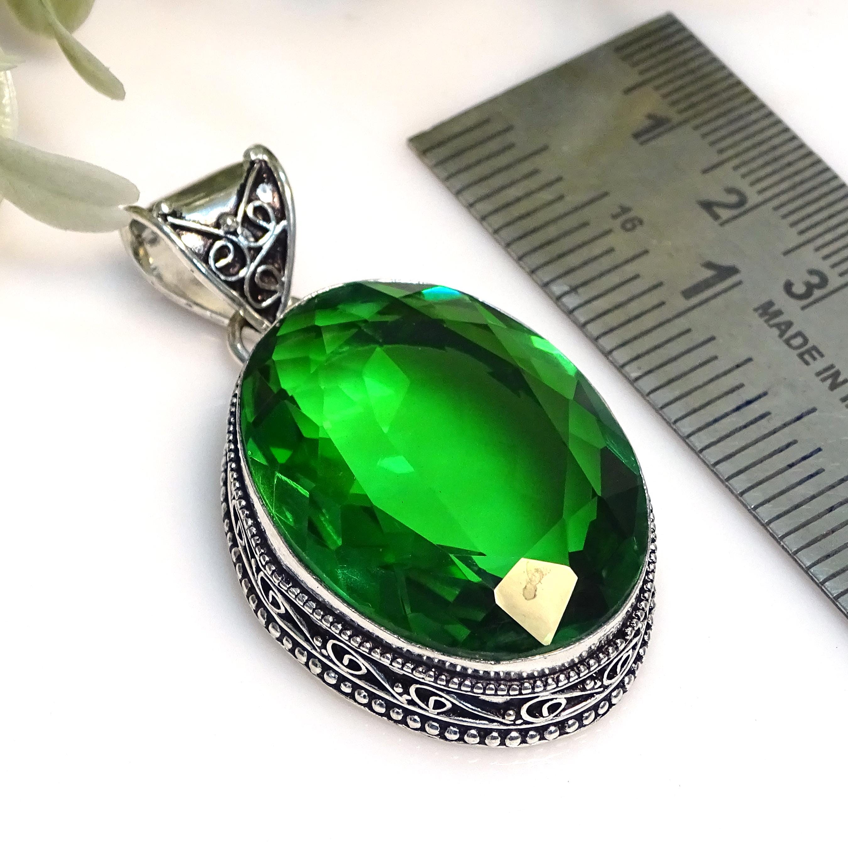 Chrome Green Quartz Gemstone 925 Sterling Silver Pendant Handmade