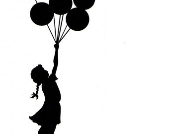 Little Girl with Balloons 80 cm. High Performance Vinyl Decals.Vehicle, Caravan Sticker Banksy Mural Wall Stickers Sale. Auto caravan Decor