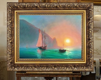 Painting on commission Ayu-Dag on a foggy day I Aivazovsky Original Oil 100% hand-made Professional Reproduction by Olga Begisheva K. OBKART