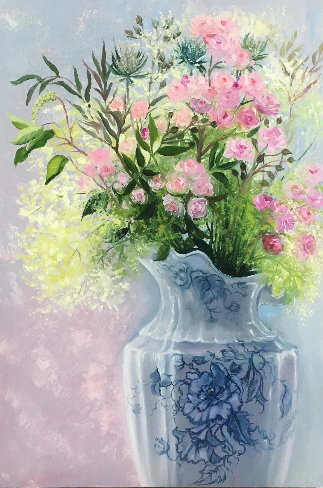 Artist Olga Begisheva K. Roses Flower Bouquet Original Oil Painting ...