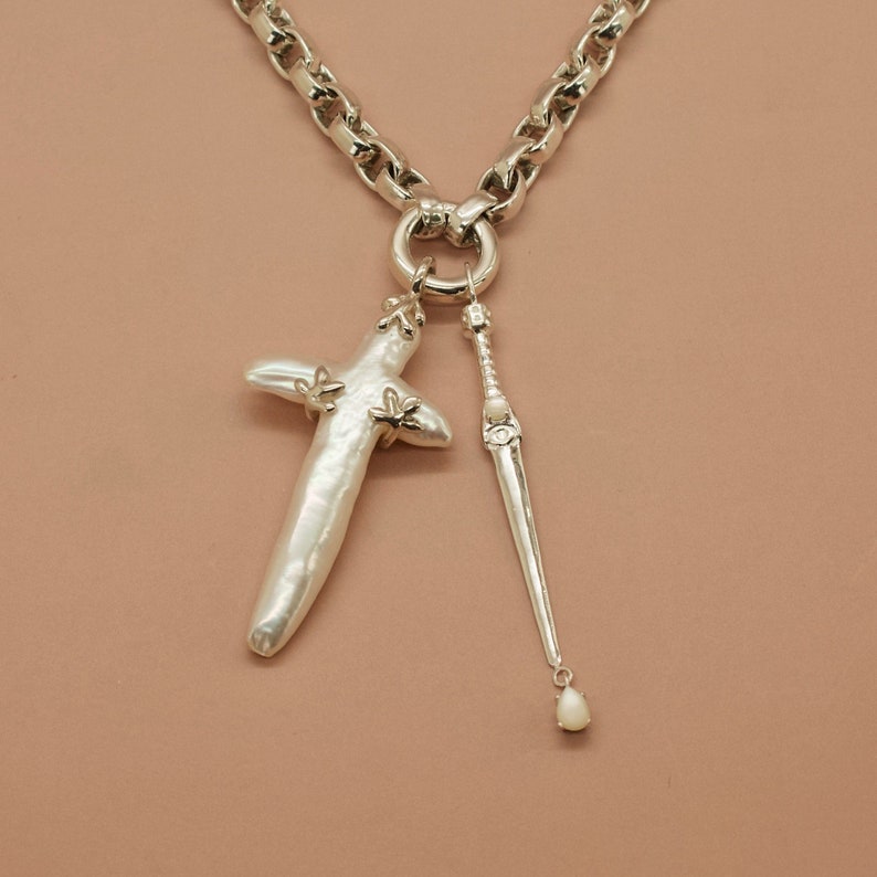 Ceremonial Sacrificial Dagger Necklace White Pearl and Evil Etsy