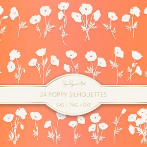 Mohn Silhouette Svg und Png Bundle, Poppy Svg, Floral Svg, Cricut, Cutfile, Flower Silhouettes, Birth Flower, Flower Svg, Sublimation, Png