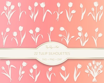 Tulip Silhouette Bundle Svg, Floral Svg, Flowers for Cricut, Lasercut File, Flower Silhouettes, Birth Month Flower Svg, Svg file, Flower Svg