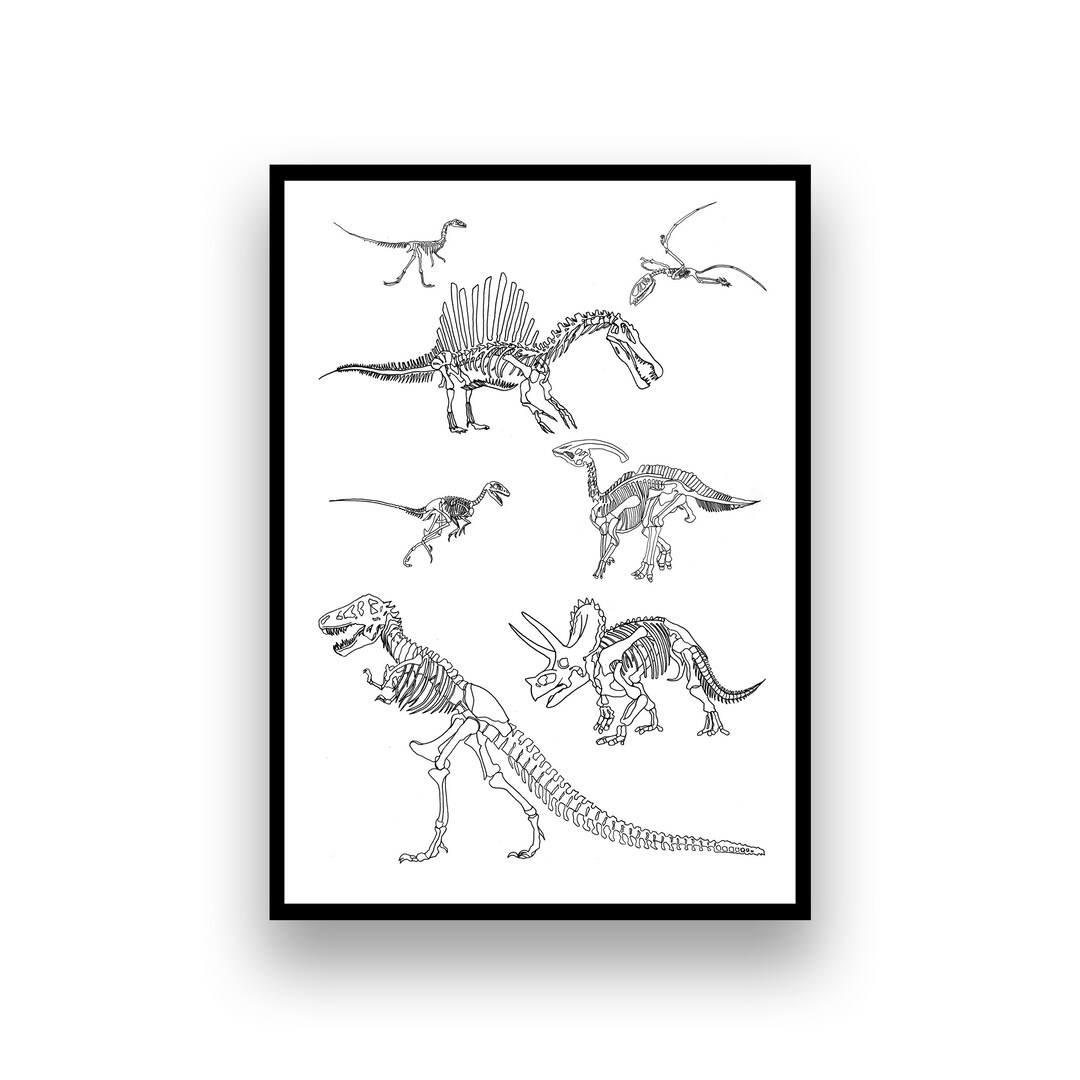 Dinosaurs A4 Art Print Dinosaur Wall Art Adult Dinosaur - Etsy