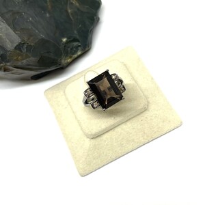 Sterling Silver, Smoky Quartz Ring, Antique Rings, Pave Diamond Ring, Gifts For Women, Handmade Jewellery, Birthday Gift, Minimalist Ring