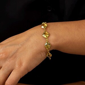 Bracelet quartz citron : argent sterling serti clos
