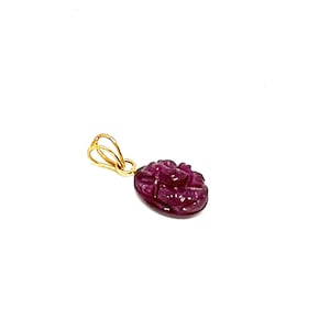 Ruby Pendant, 18K Yellow Gold, Minimalist Jewelry, Birthday Gift, Gifts For Women, Indian God, Lord Ganesha, Ganesh Pendant, Lord Ganesha