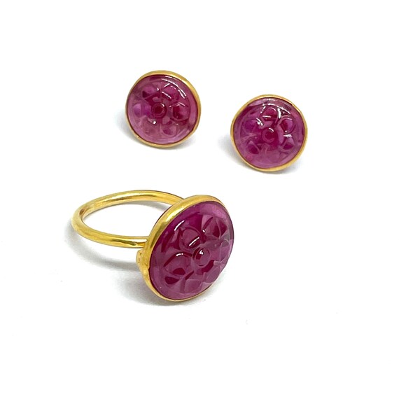 Ruby ring and earring set best sale